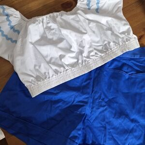 White and Blue Off-Shoulder Top And Shorts